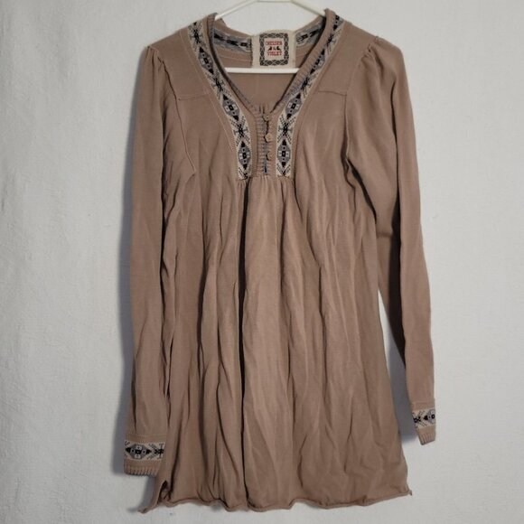576. Chelser & Violet Long Sleeve Top Tan Sz L - Picture 1 of 9